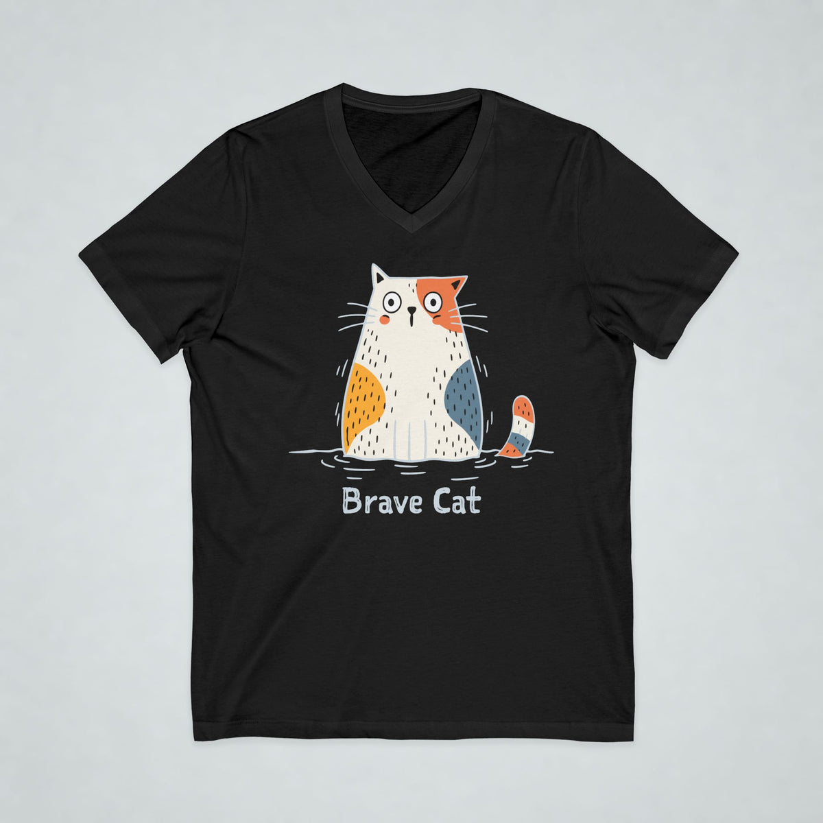 Brave Cat Wild Swim Short Sleeve V-Neck Tee