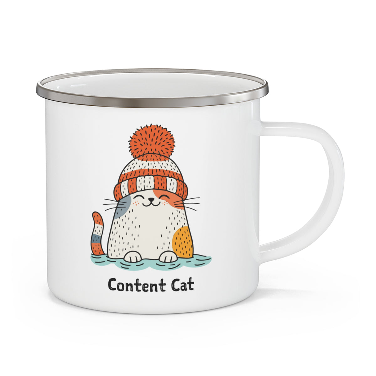 Content Cat Wild Swim Enamel Mug