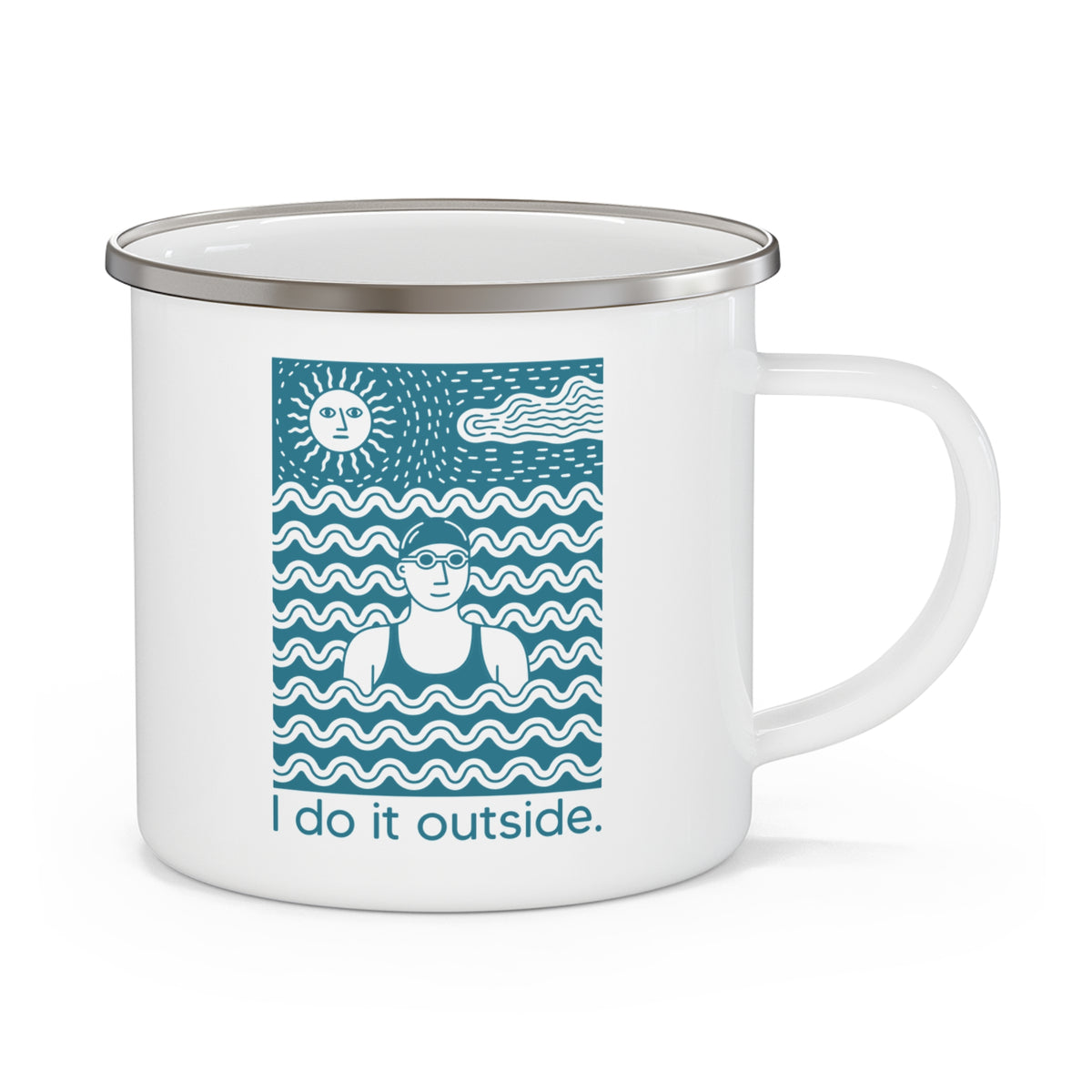 I Do It Outside woman Enamel Mug