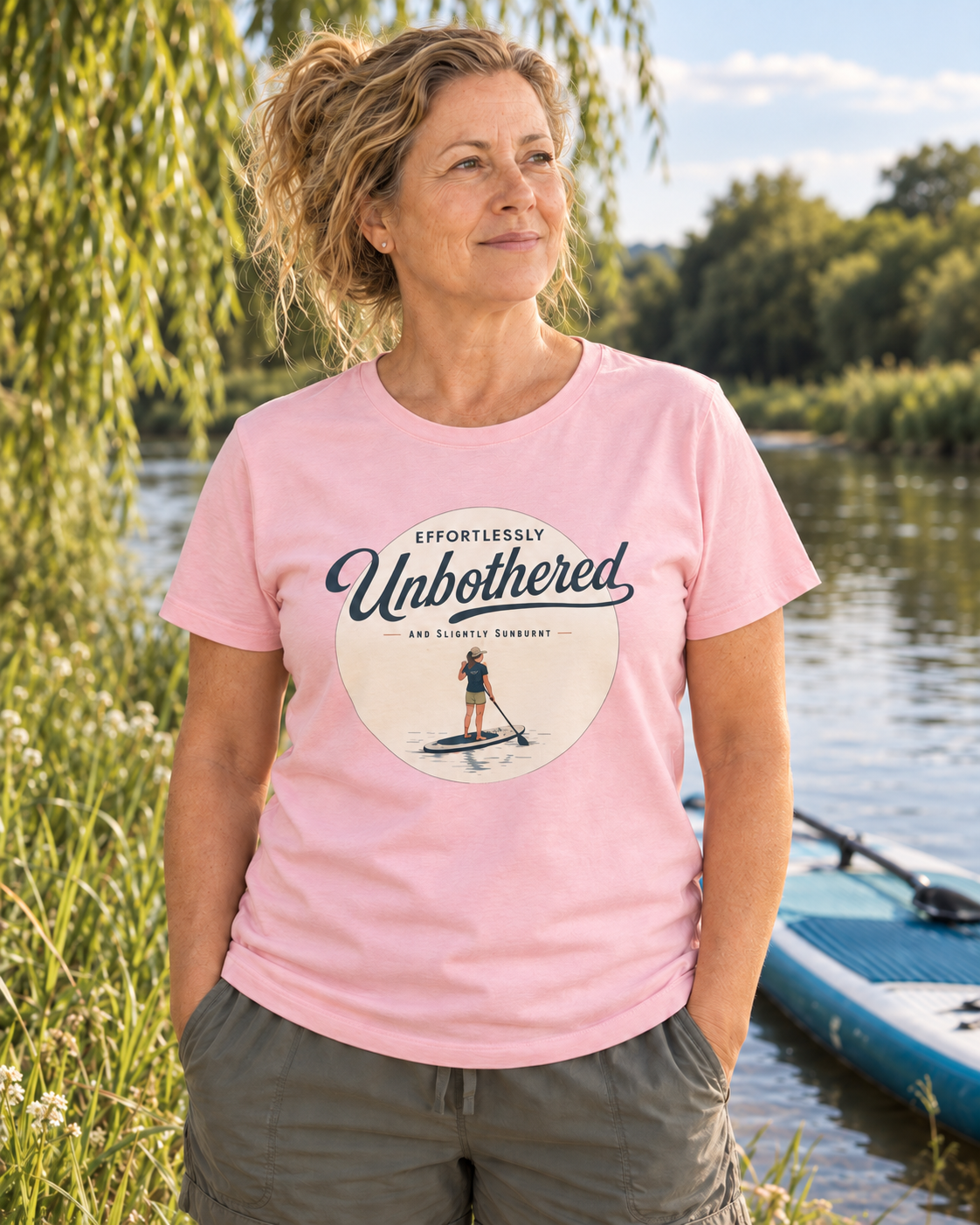 Effortlessly Unbothered Female Paddleboarder