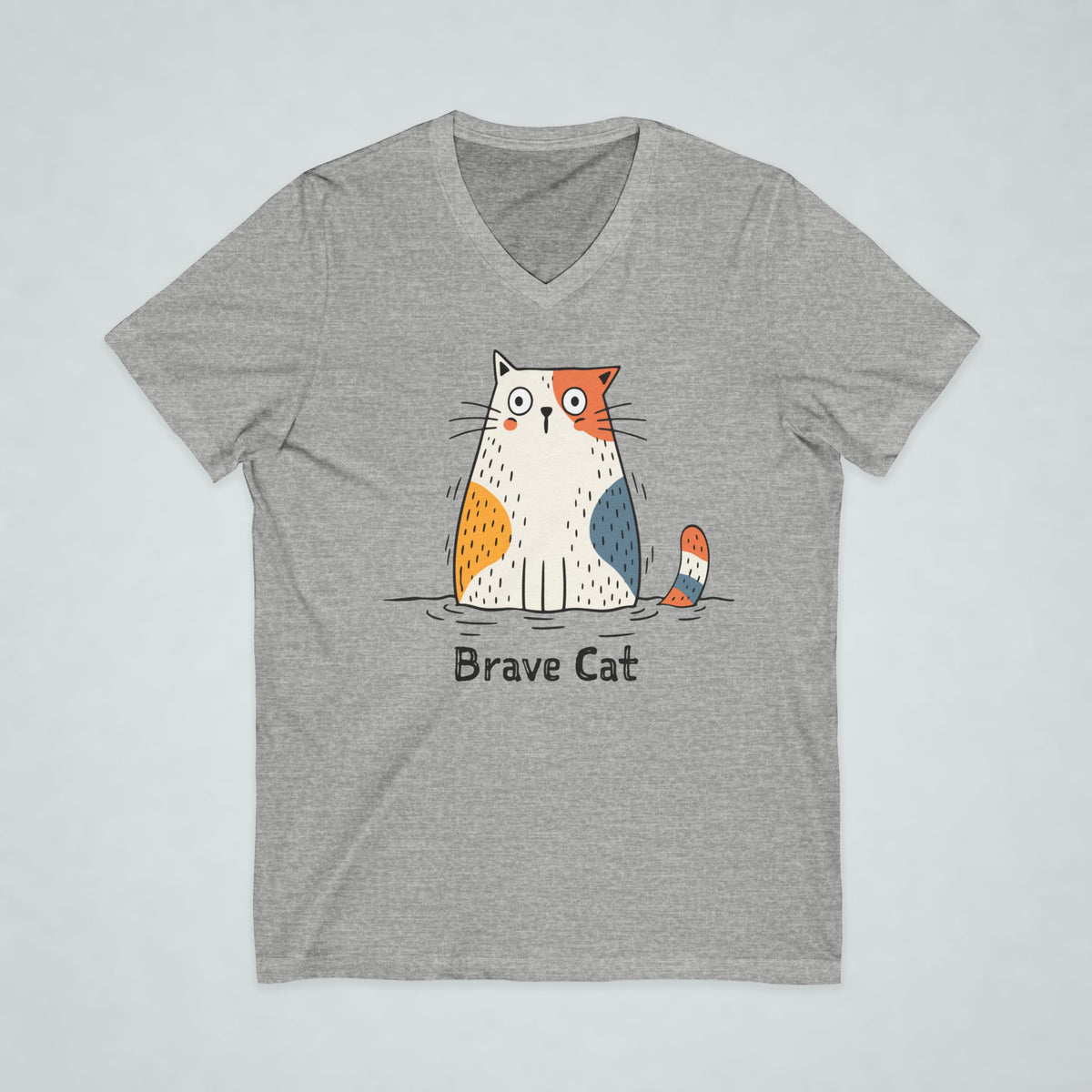 Brave Cat Wild Swim Short Sleeve V-Neck Tee