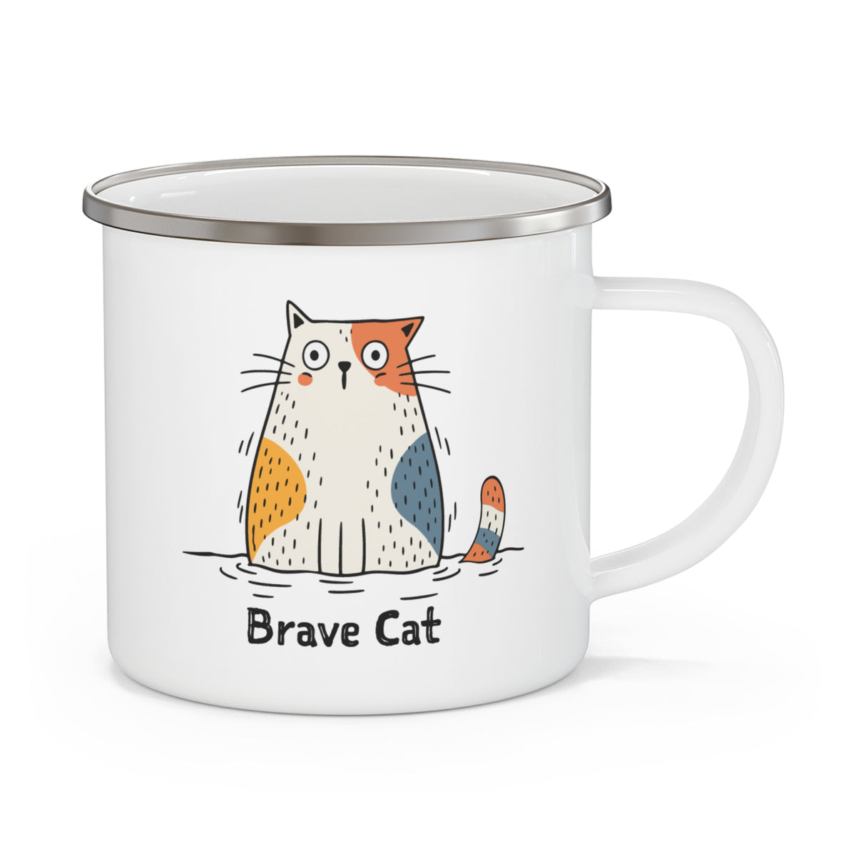 Brave Cat Wild Swim Enamel Mug