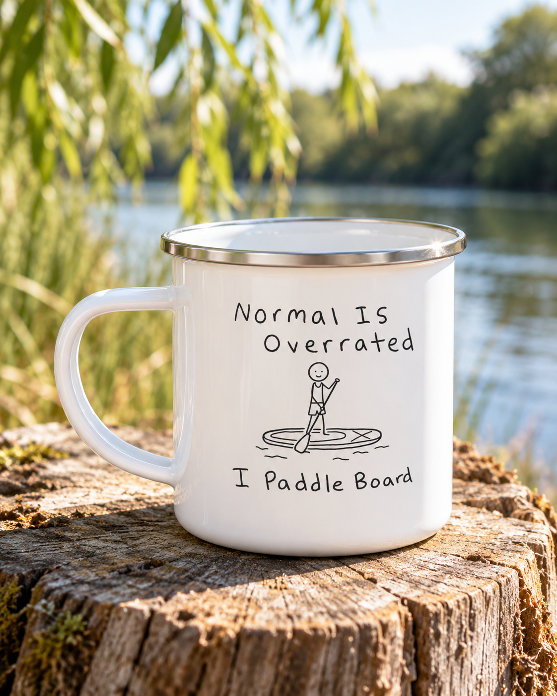 Normal Is Overrated, I Paddleboard - Enamel Mug