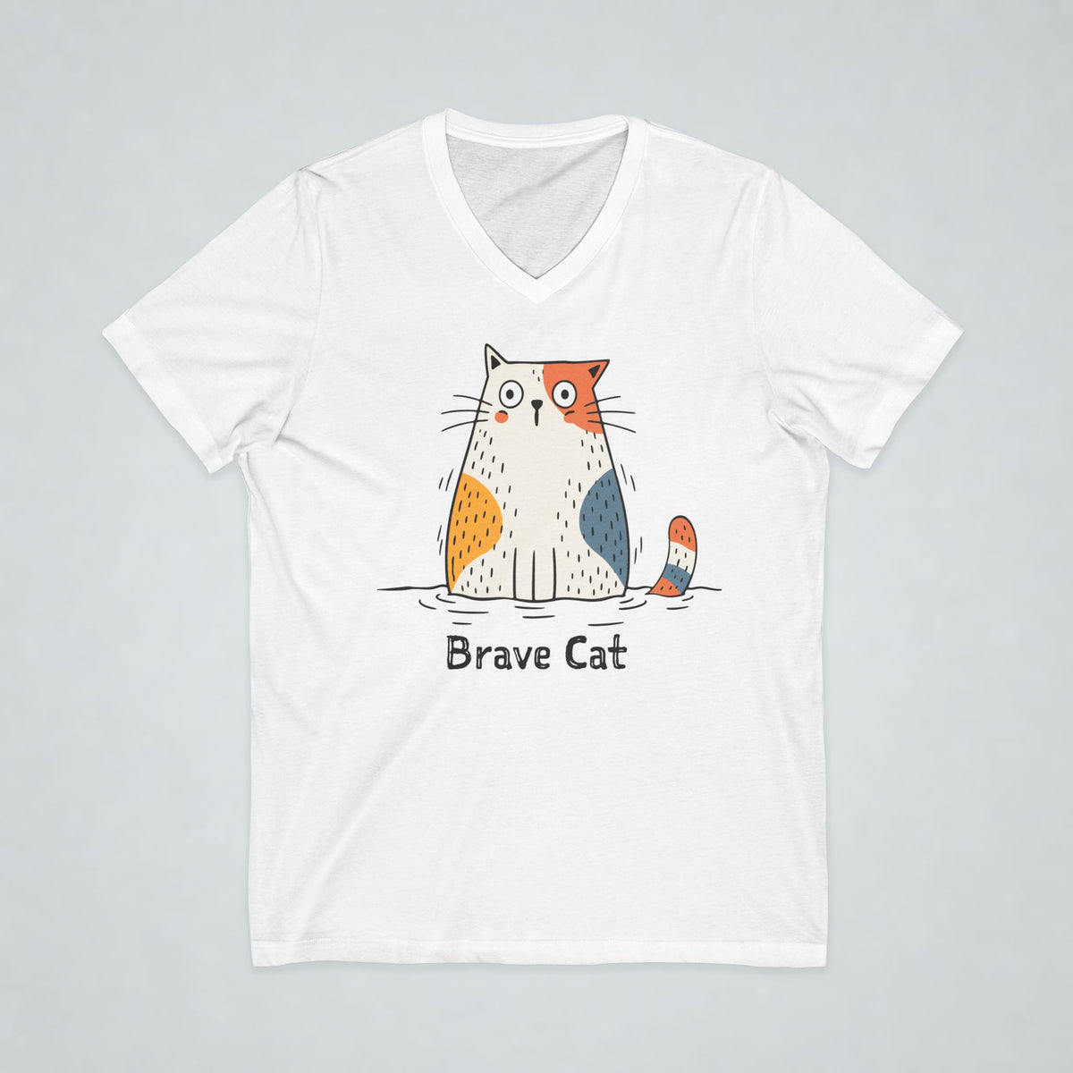 Brave Cat Wild Swim Short Sleeve V-Neck Tee