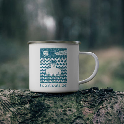 I Do It Outside Male Enamel Mug