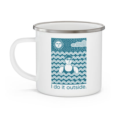 I Do It Outside woman Enamel Mug