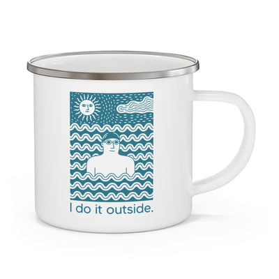 I Do It Outside Male Enamel Mug