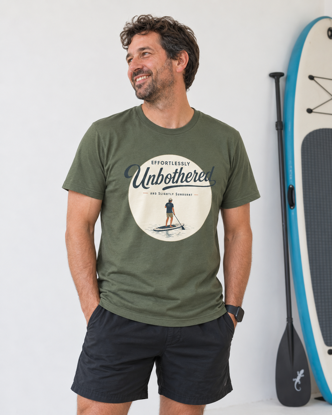 Effortlessly Unbothered Male Paddleboarder