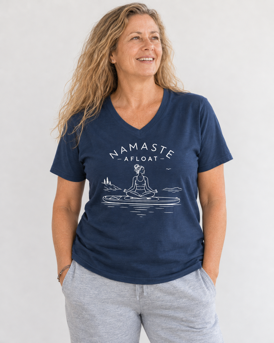 Namaste Afloat Short Sleeve V-Neck Tee