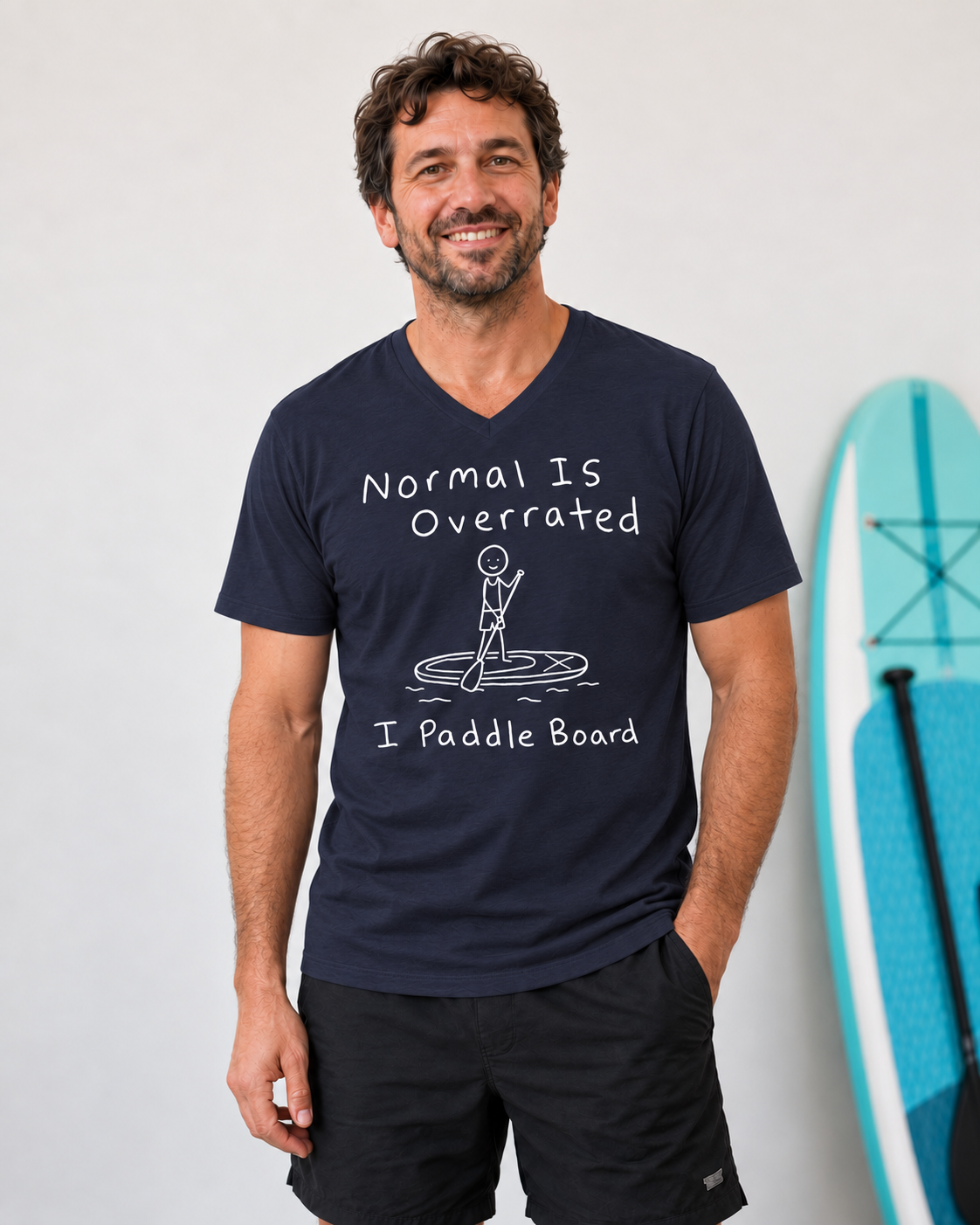 Normal Is Overrated Paddleboard Short Sleeve V-Neck Tee