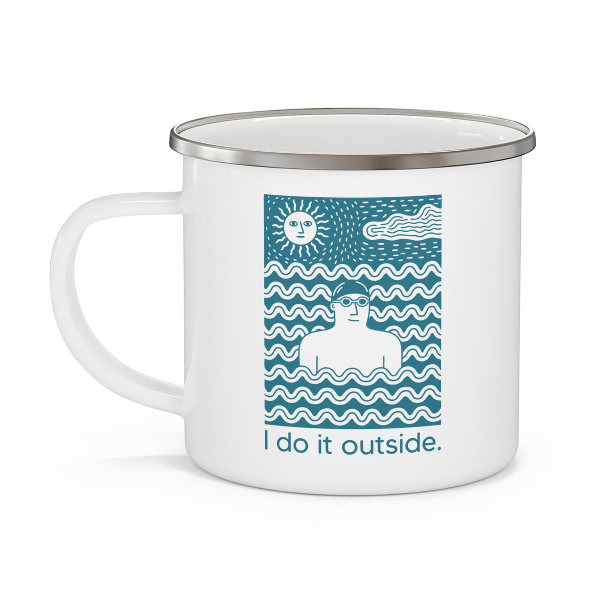 I Do It Outside Male Enamel Mug