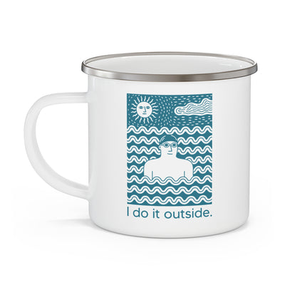 I Do It Outside Male Enamel Mug