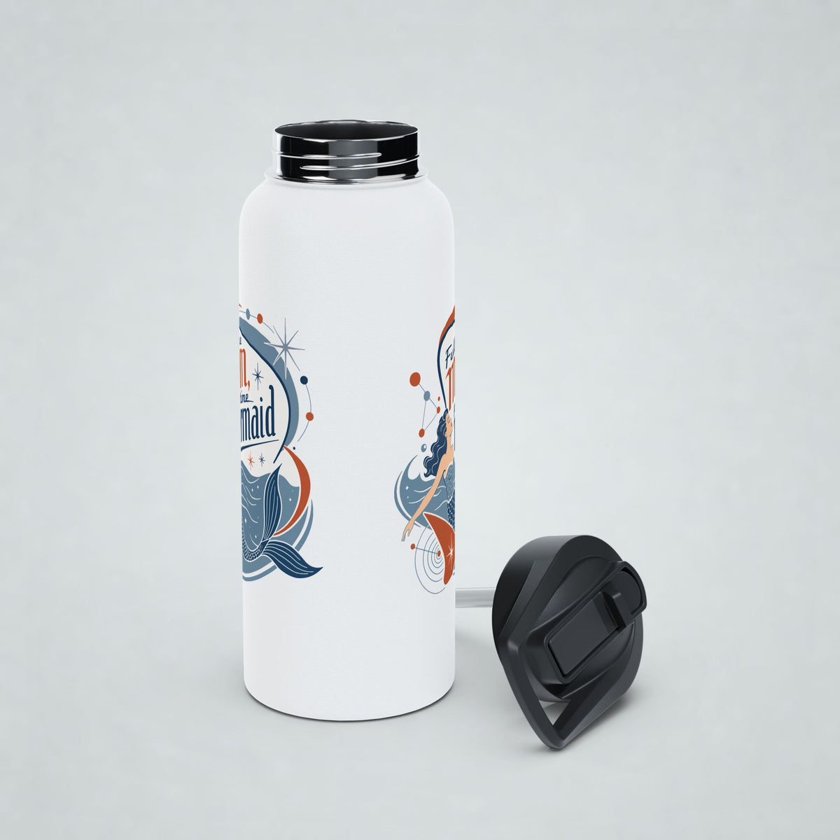 Full Time Mum Part Time Mermaid Insulated Bottle, Straw Lid