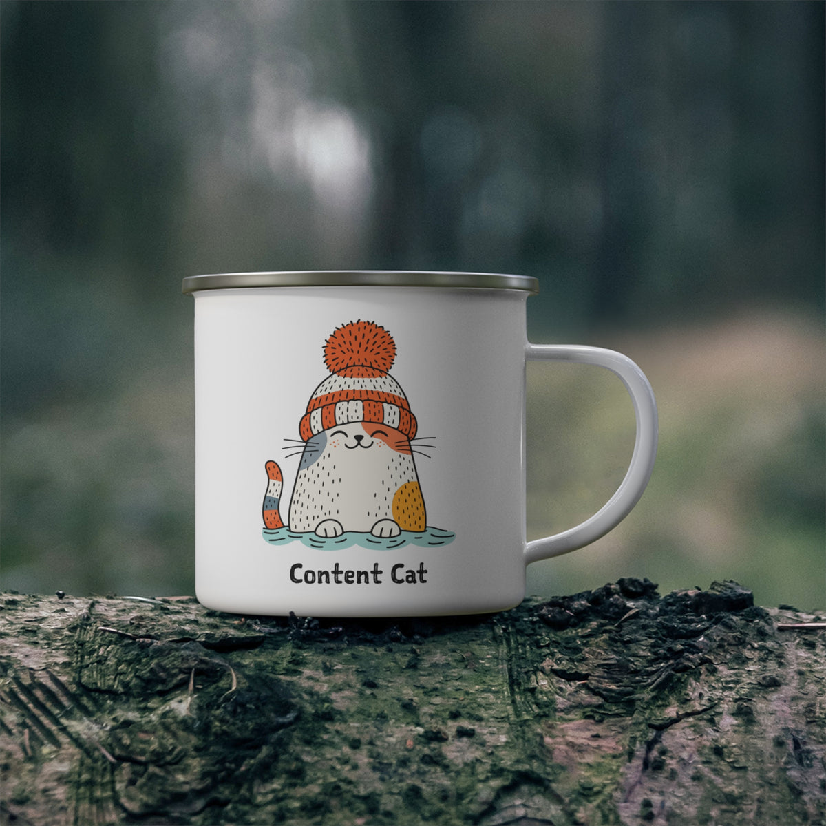 Content Cat Wild Swim Enamel Mug