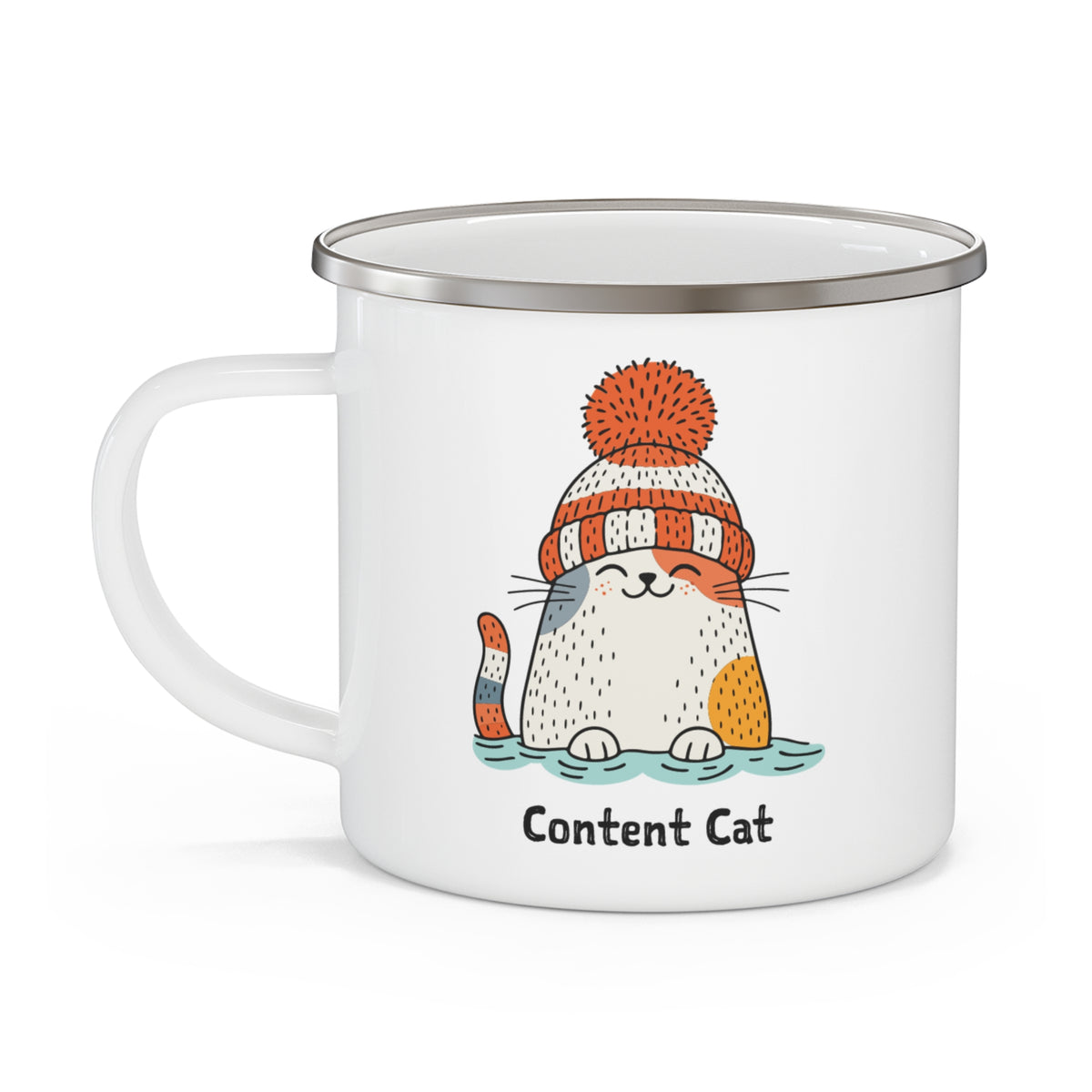 Content Cat Wild Swim Enamel Mug