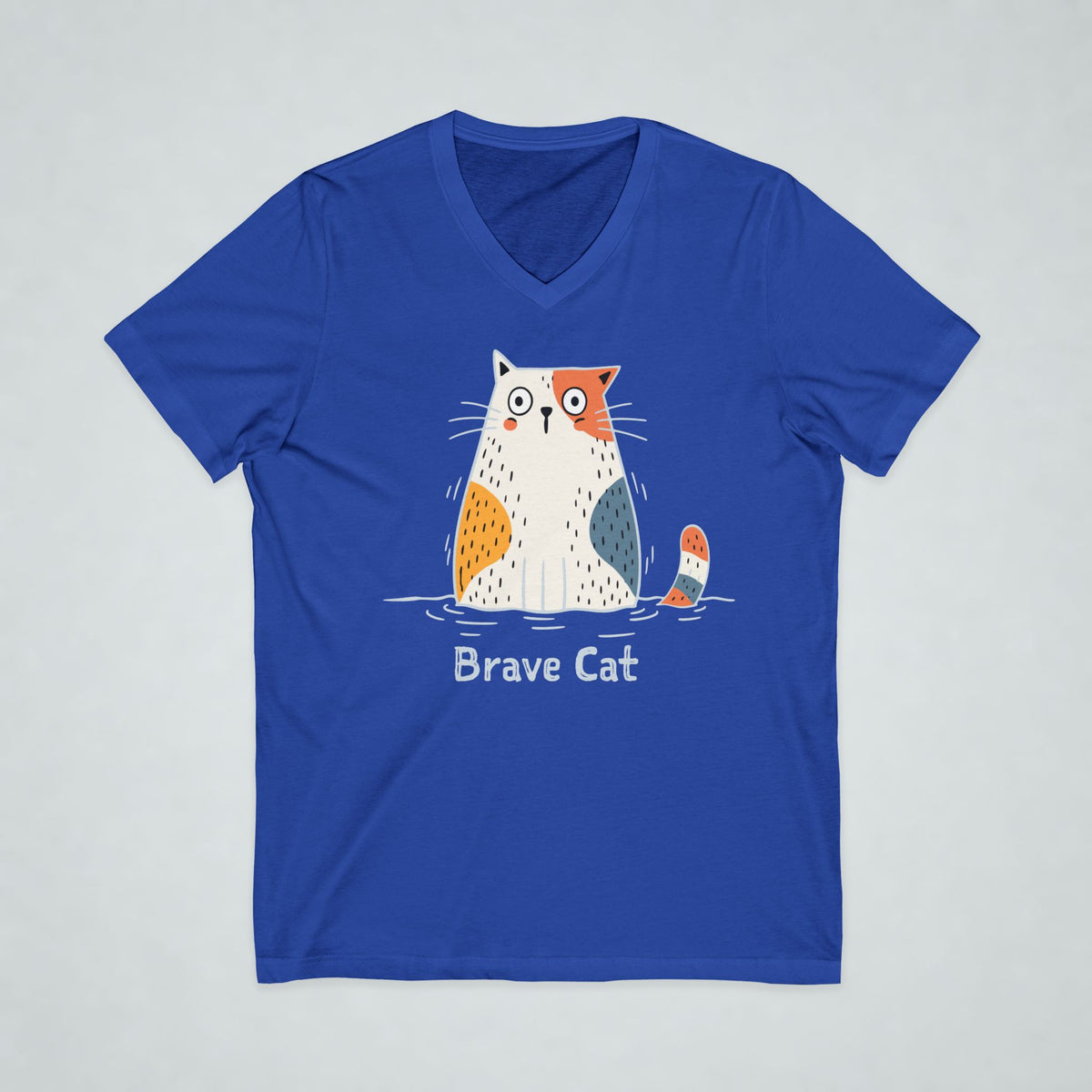 Brave Cat Wild Swim Short Sleeve V-Neck Tee