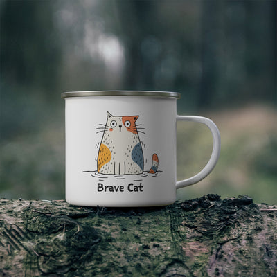 Brave Cat Wild Swim Enamel Mug