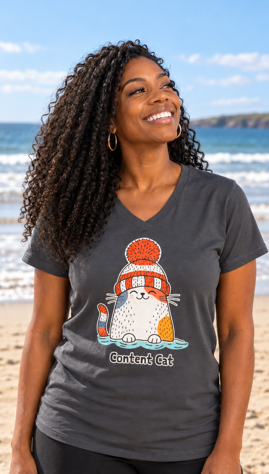 Content Cat Wild Swim V-Neck Tee