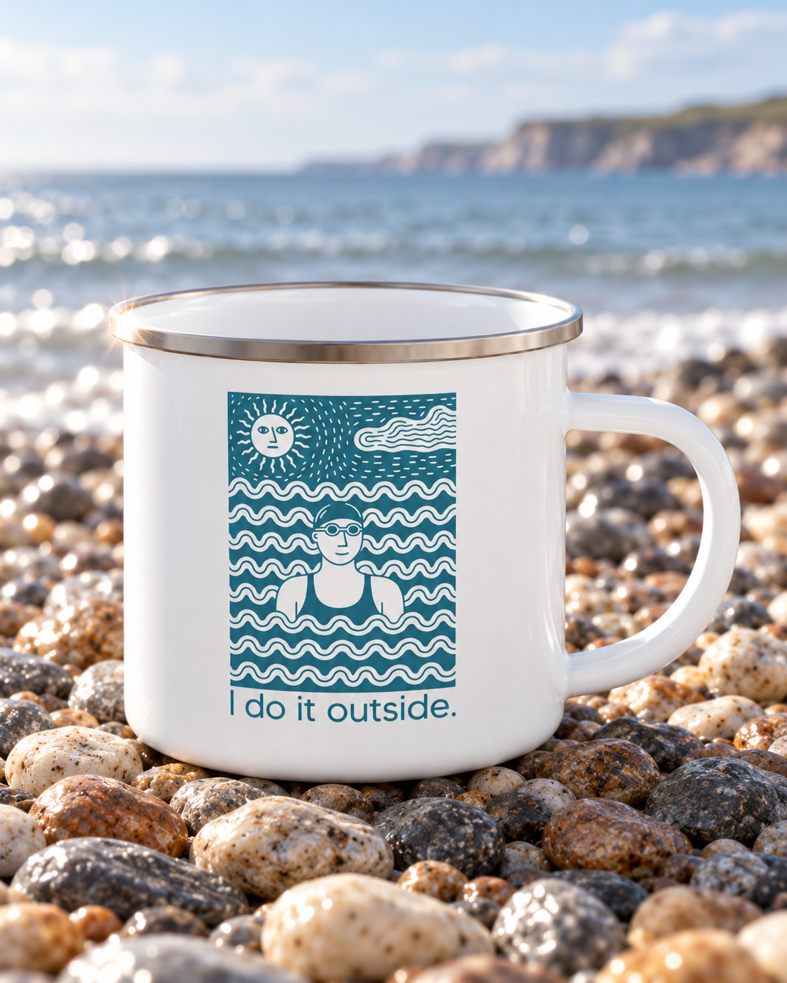 I Do It Outside woman Enamel Mug