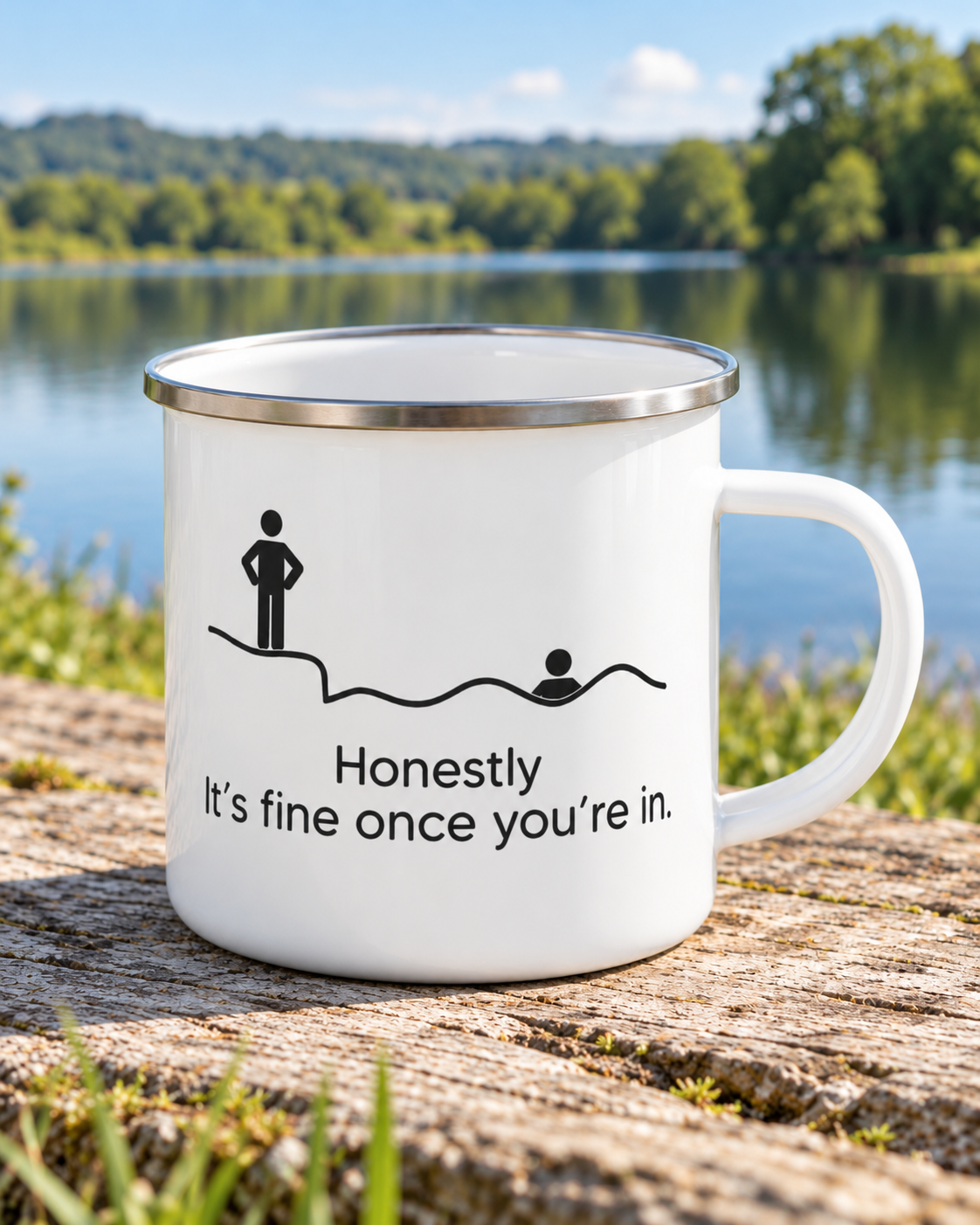 Honestly its fine once youre in Enamel Mug