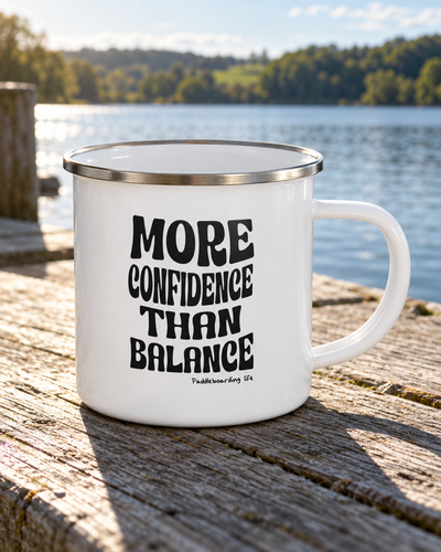 More Confidence Than Balance Enamel Mug