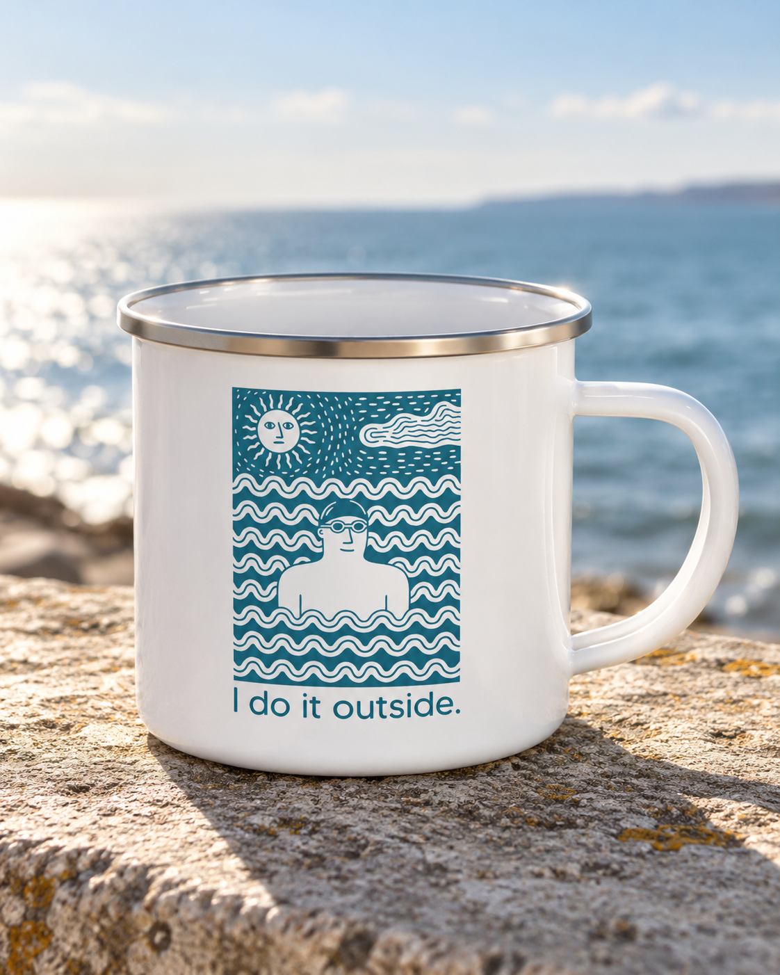 I Do It Outside Male Enamel Mug