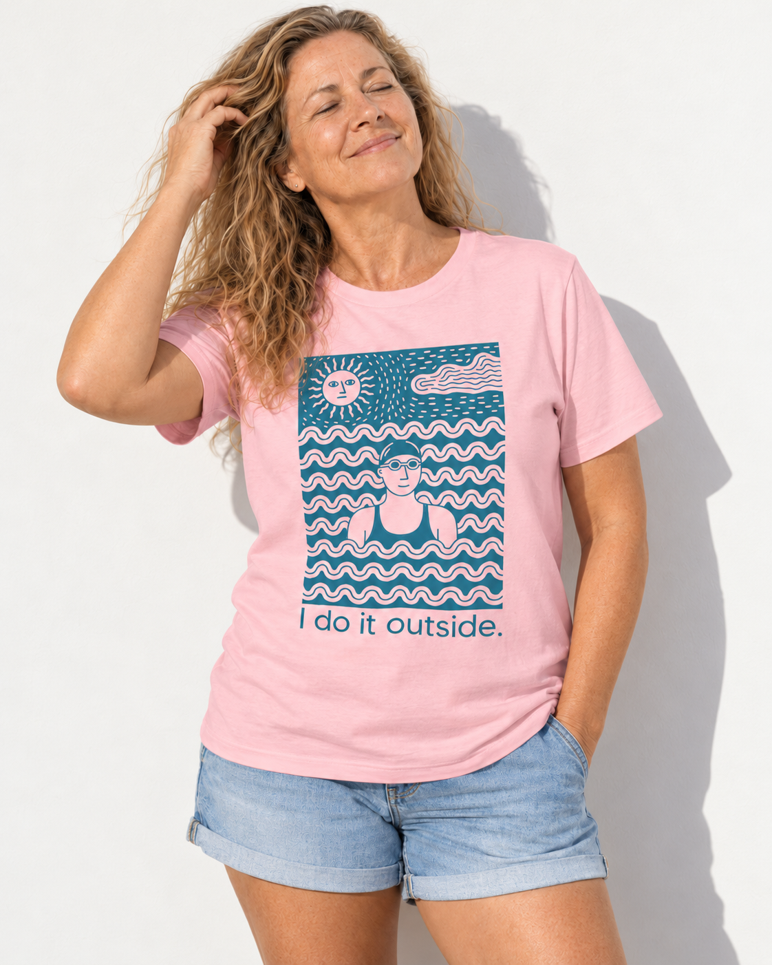 I Do It Outside Female Swim T Shirt